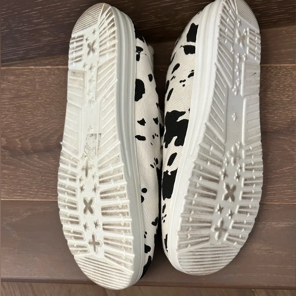 Cow print black and white kids shoes